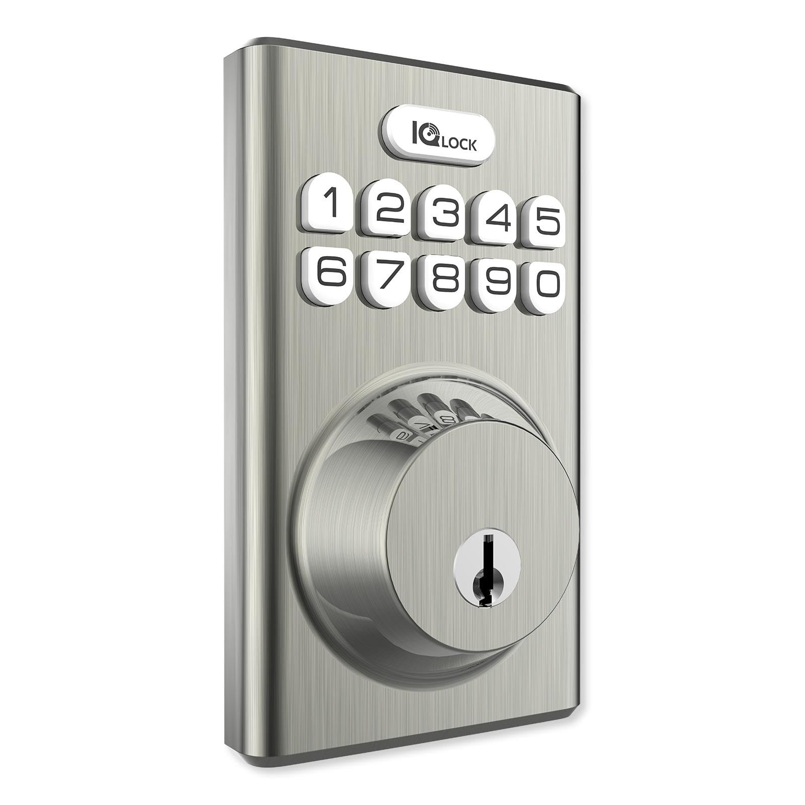 Qolsys IQ Lock-PGK-SN IQ Lock-PG Push Button Deadbolt, Satin